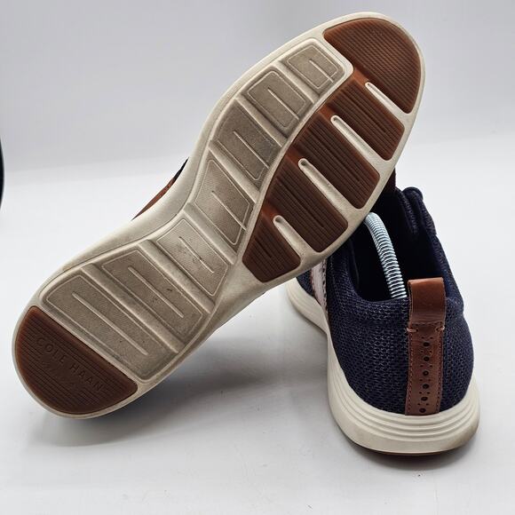 Cole Haan Shoes Mens 11.5 Grand OS Oxford Navy Brown Quiet Luxury Workwear - Picture 4 of 7